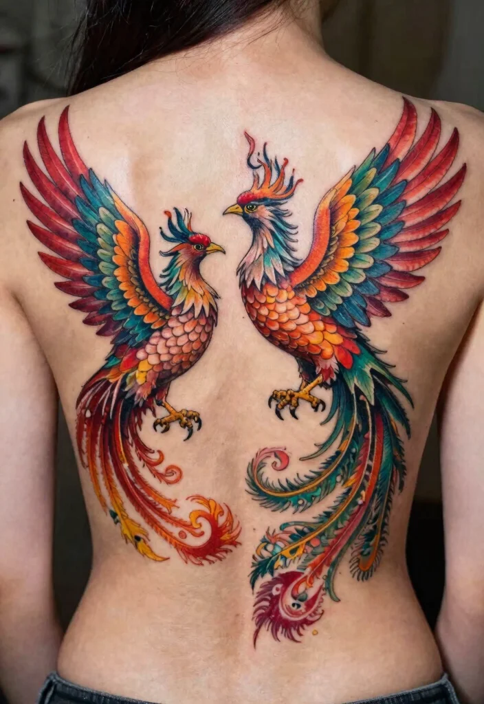 16 Phoenix Tattoo Feminine Small for Women Ideas With Grace - 13. Two Phoenixes Intertwined 1