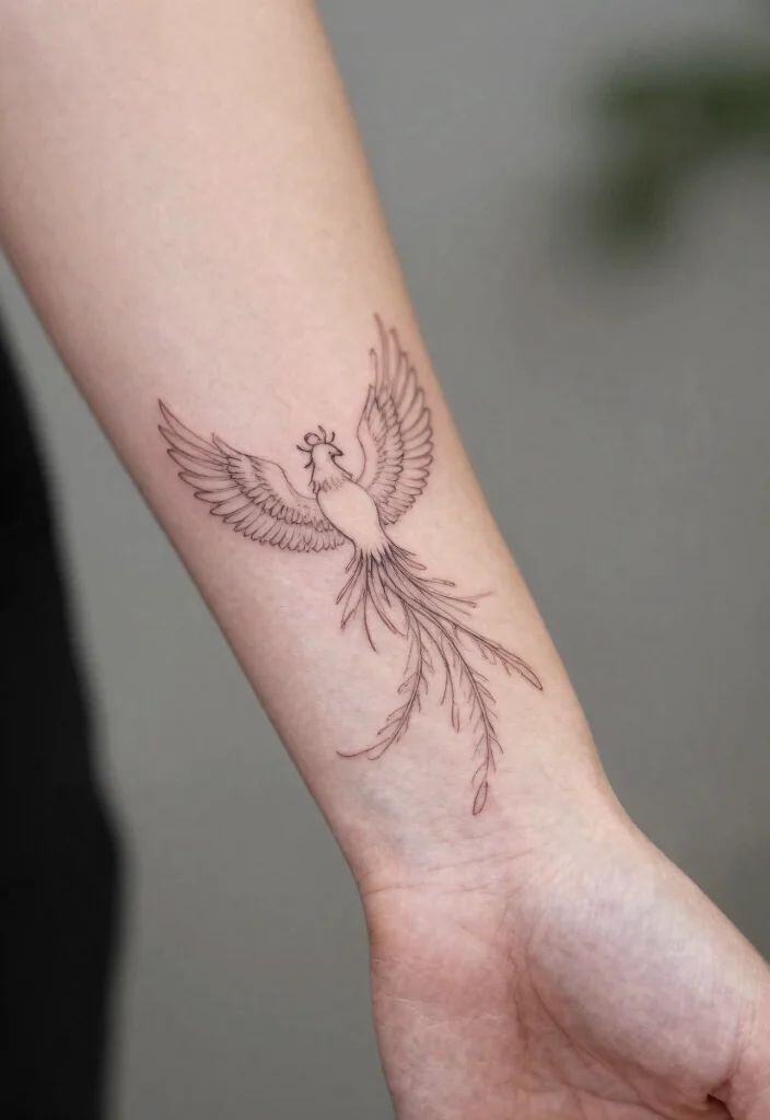 16 Phoenix Tattoo Feminine Small for Women Ideas With Grace - 14. Simple Line Art Phoenix 1