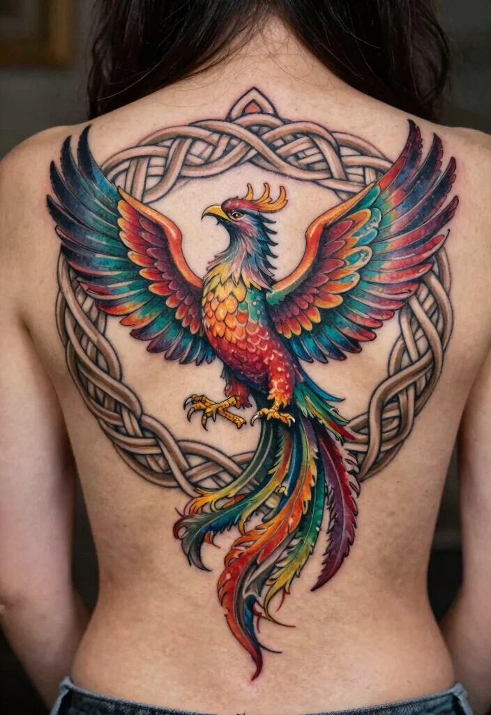 16 Phoenix Tattoo Feminine Small for Women Ideas With Grace - 15. Phoenix with Celtic Knots 1