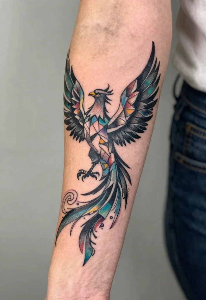 16 Phoenix Tattoo Feminine Small for Women Ideas With Grace - 5. Geometric Phoenix 1
