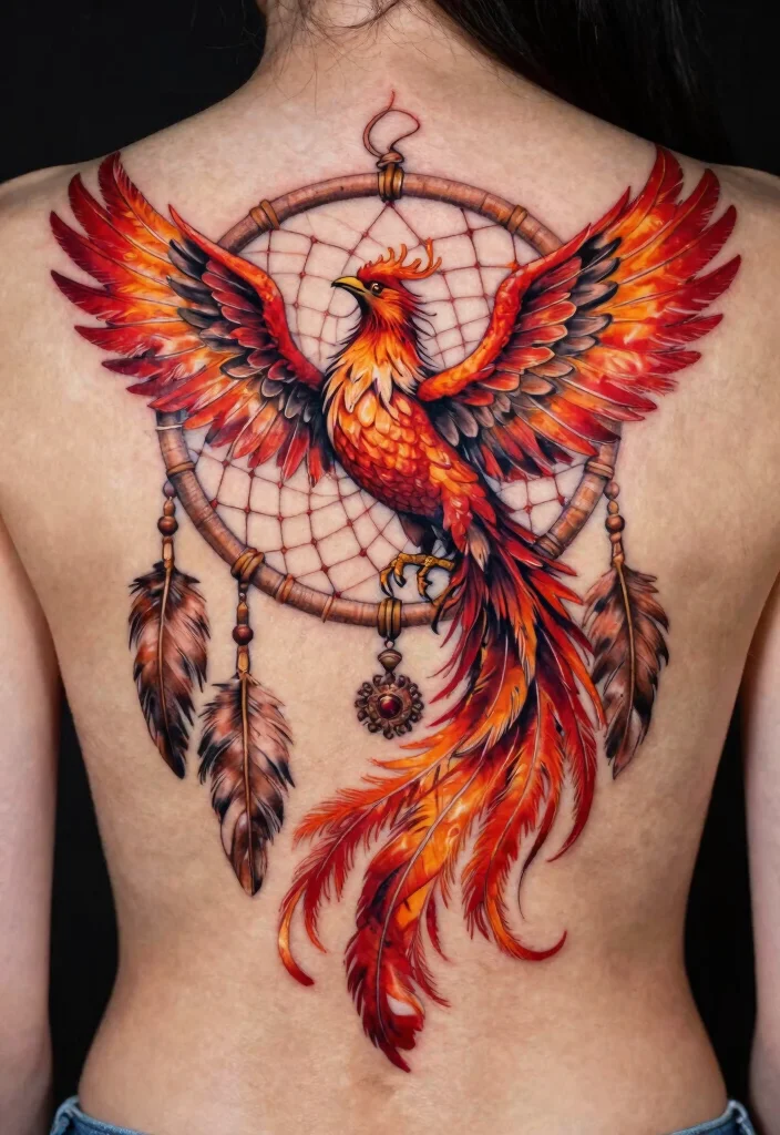16 Phoenix Tattoo Feminine Small for Women Ideas With Grace - 7. Dreamcatcher Phoenix 1