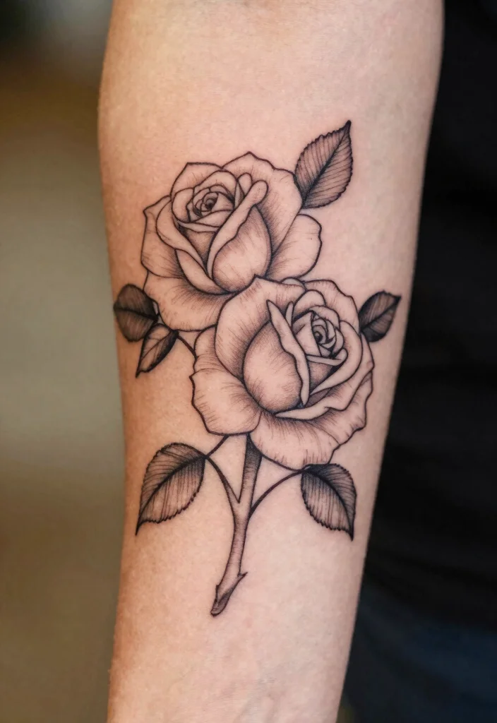 16 Rose Tattoo Outline Ideas With Clean Detail 66 16 Rose Tattoo Outline Ideas With Clean Detail - 16. Intertwined Rose Outline 1