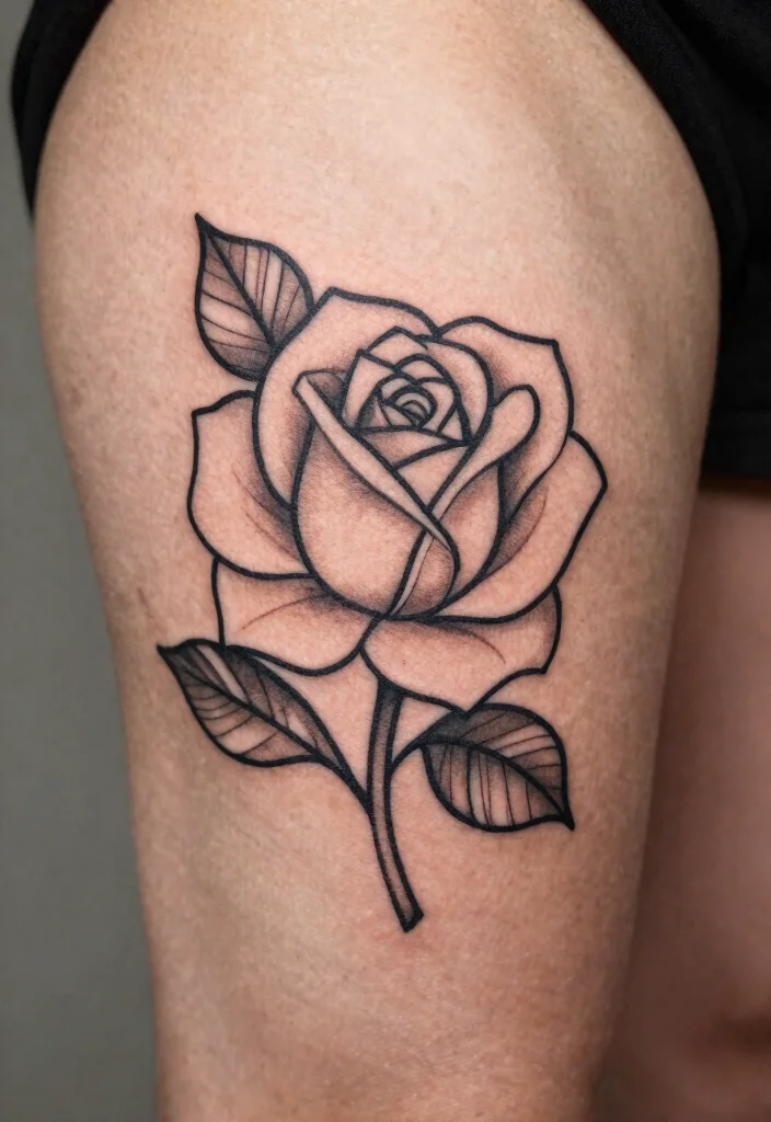 16 Rose Tattoo Outline Ideas With Clean Detail 12 16 Rose Tattoo Outline Ideas With Clean Detail - 2. Geometric Rose Outline 1