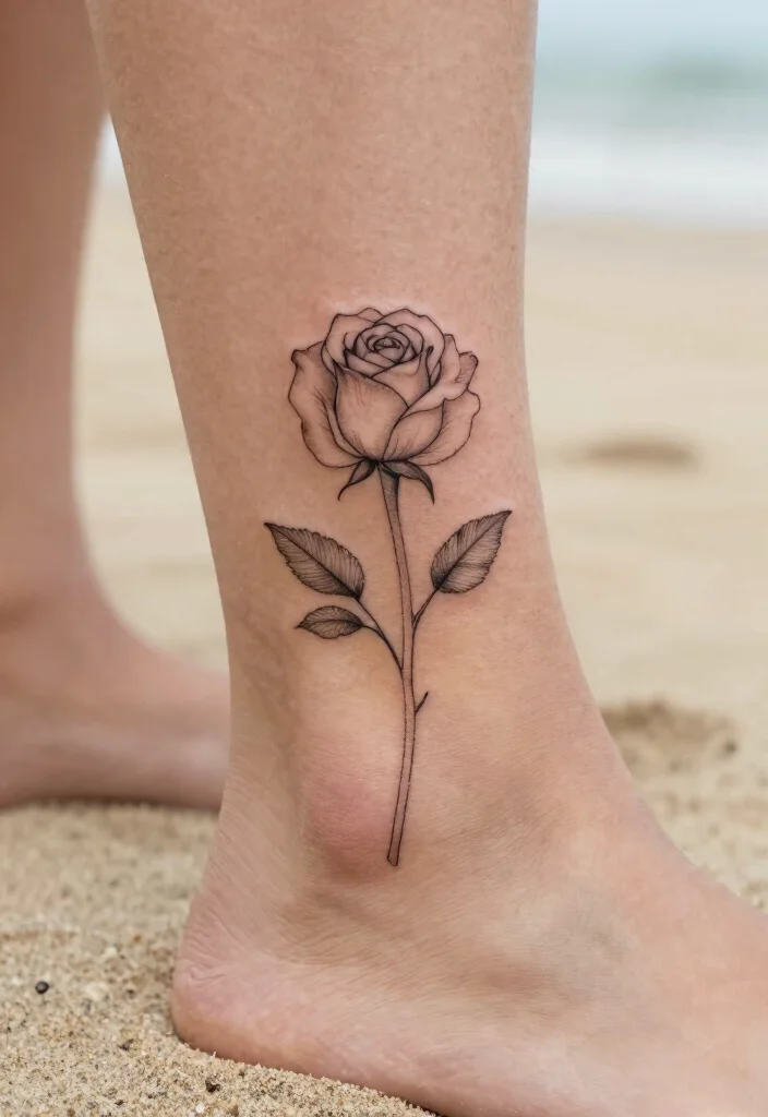 16 Rose Tattoo Outline Ideas With Clean Detail 23 16 Rose Tattoo Outline Ideas With Clean Detail - 3. Rose Stem Outline 1