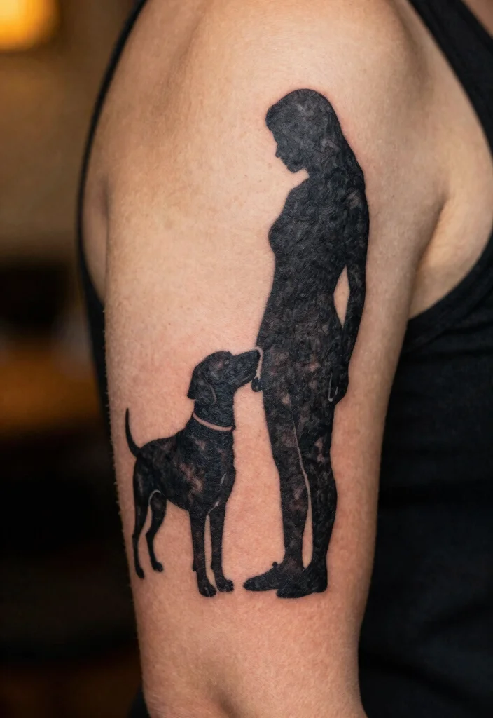 16 Tattoo Dog Ideas With Loyal Symbolism 31 16 Tattoo Dog Ideas With Loyal Symbolism - 11. Dog and Owner Silhouettes 1