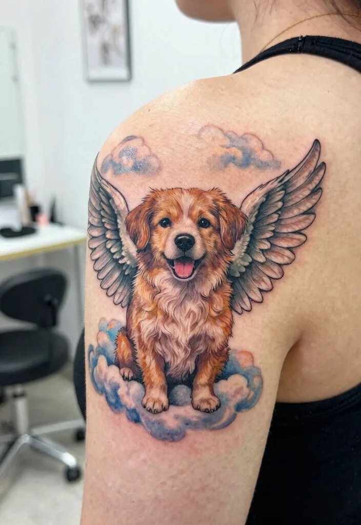 16 Tattoo Dog Ideas With Loyal Symbolism 33 16 Tattoo Dog Ideas With Loyal Symbolism - 13. Dog with Wings 1