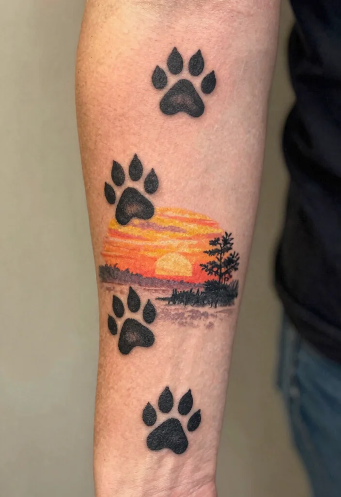 16 Tattoo Dog Ideas With Loyal Symbolism 44 16 Tattoo Dog Ideas With Loyal Symbolism - 14. Footprints in the Sand 1