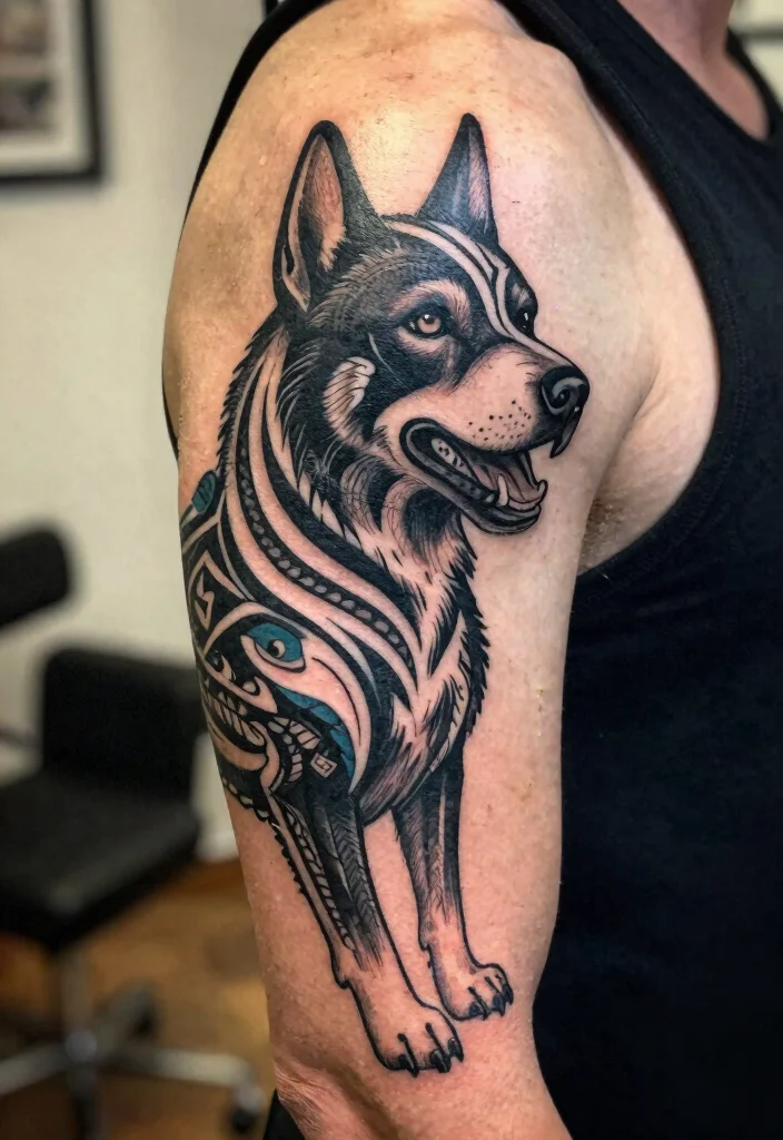 16 Tattoo Dog Ideas With Loyal Symbolism 56 16 Tattoo Dog Ideas With Loyal Symbolism - 16. Symbolic Tribal Dog Tattoo 1