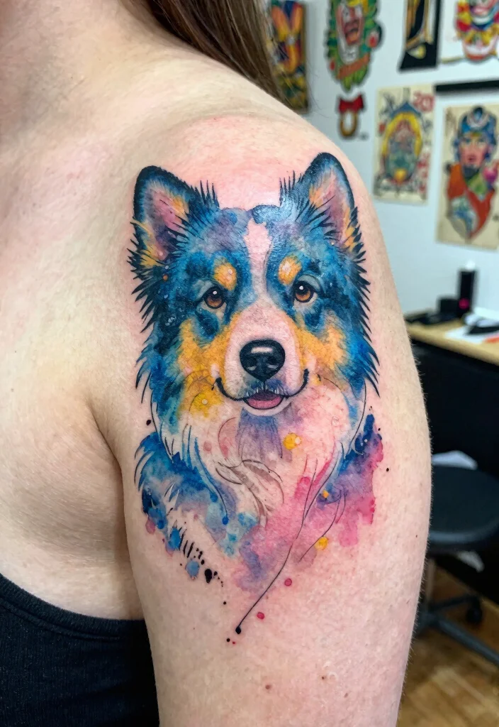 16 Tattoo Dog Ideas With Loyal Symbolism 4 16 Tattoo Dog Ideas With Loyal Symbolism - 4. Watercolor Dog Tattoos 1