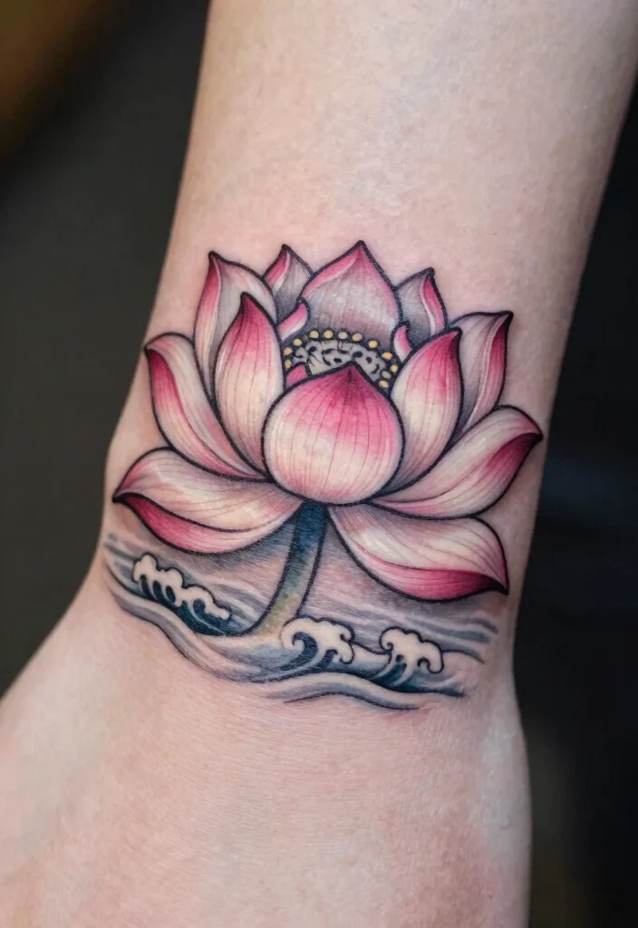 16 Traditional Tattoo Flower Ideas With Timeless Bold Style - 10. Gorgeous Lotus Tattoos 1