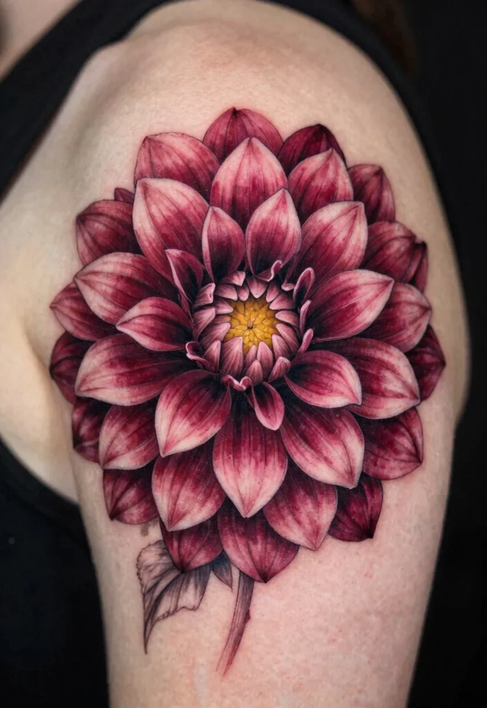 16 Traditional Tattoo Flower Ideas With Timeless Bold Style - 15. Artistic Dahlia Tattoos 1