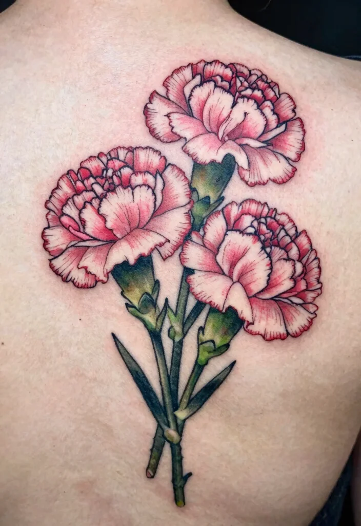 16 Traditional Tattoo Flower Ideas With Timeless Bold Style - 16. Nostalgic Carnation Tattoos 1
