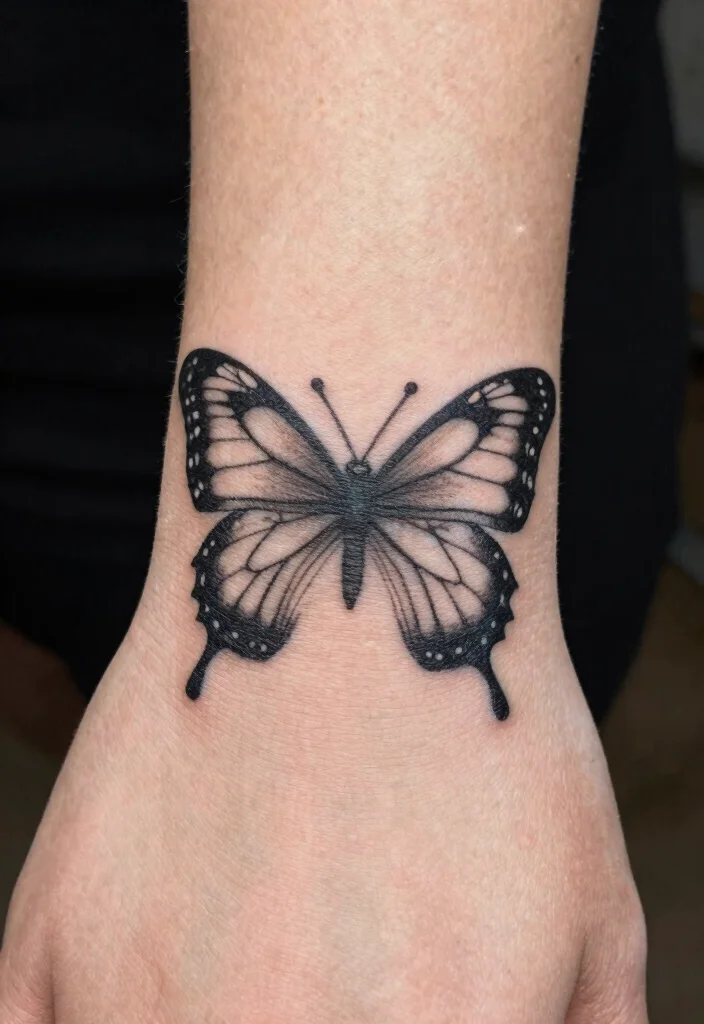 17 Butterfly Tattoo Hand 2026 Trending Ideas With Delicate Beauty - 15. Hand-poked Butterfly Tattoos 1