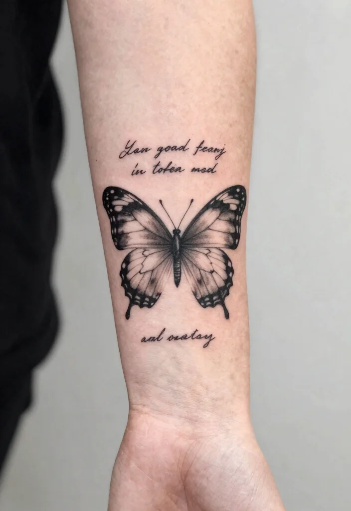 17 Butterfly Tattoo Hand 2026 Trending Ideas With Delicate Beauty - 9. Butterfly and Quote Tattoos 1