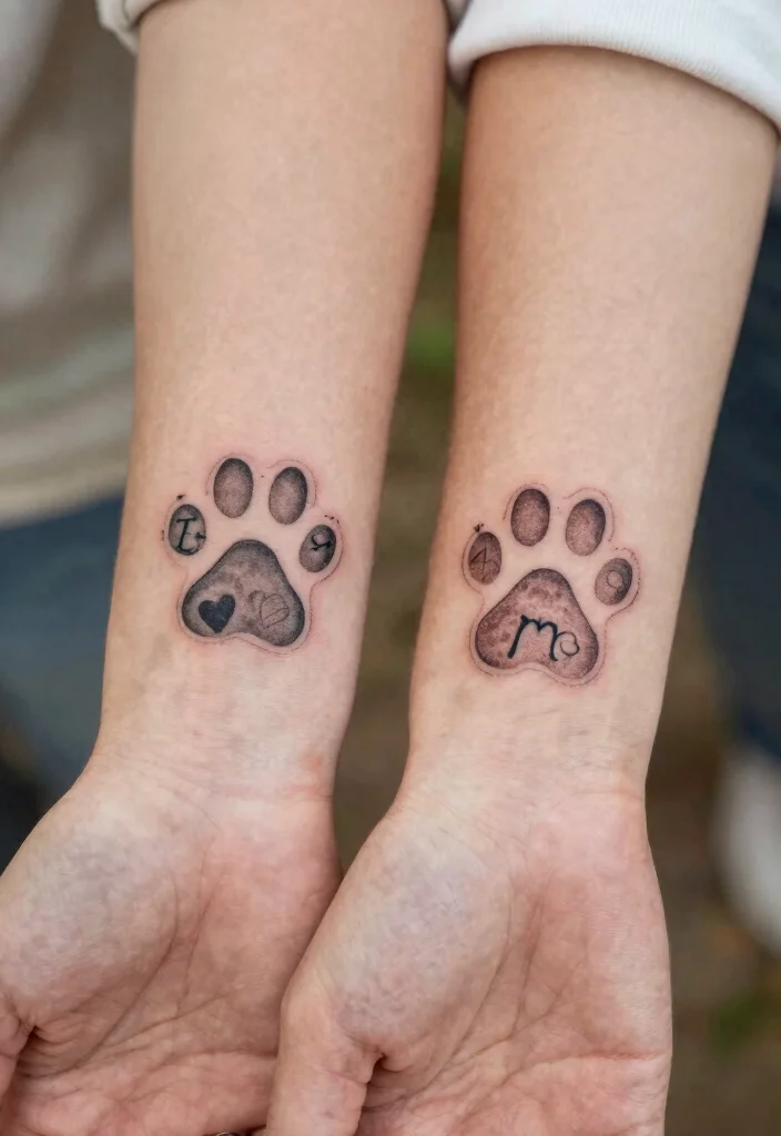 17 Cat Footprint Tattoo Ideas With Sweet Meaning 62 17 Cat Footprint Tattoo Ideas With Sweet Meaning - 12. Couple’s Cat Paw Tattoo 1