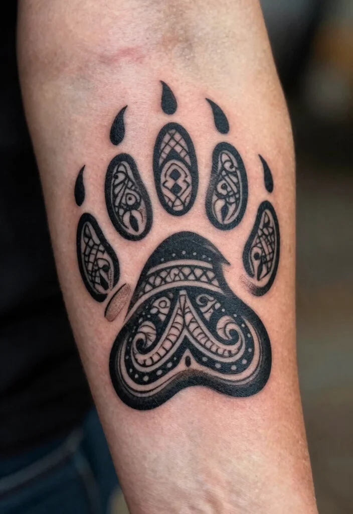 17 Cat Footprint Tattoo Ideas With Sweet Meaning 65 17 Cat Footprint Tattoo Ideas With Sweet Meaning - 15. Cat Paw Print with Tribal Influence 1