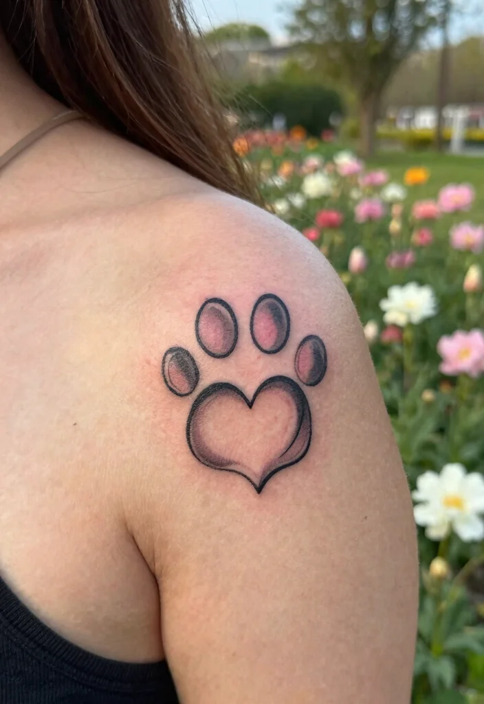 17 Cat Footprint Tattoo Ideas With Sweet Meaning 23 17 Cat Footprint Tattoo Ideas With Sweet Meaning - 3. Heart-Shaped Paw Print 1