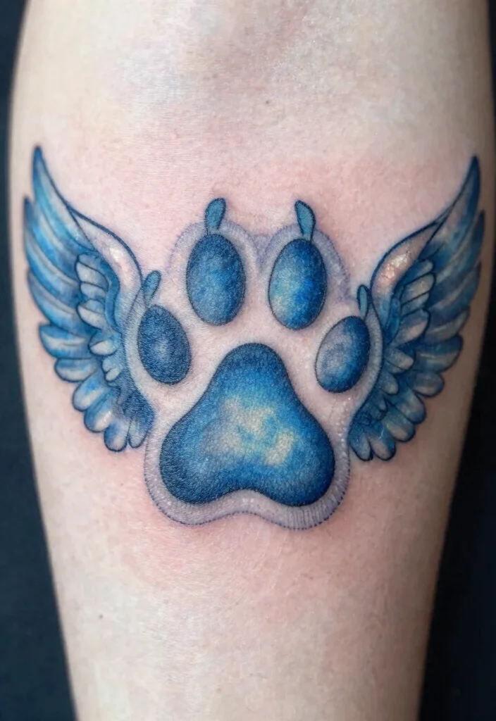 17 Cat Footprint Tattoo Ideas With Sweet Meaning 45 17 Cat Footprint Tattoo Ideas With Sweet Meaning - 5. Paw Print with Angel Wings 1