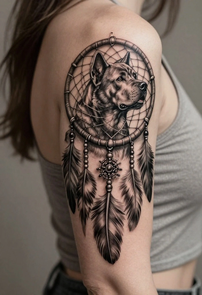 17 Fu Dog Tattoo 2026 Trending Ideas With Protective Power - 14. Fu Dog with Dreamcatcher 1