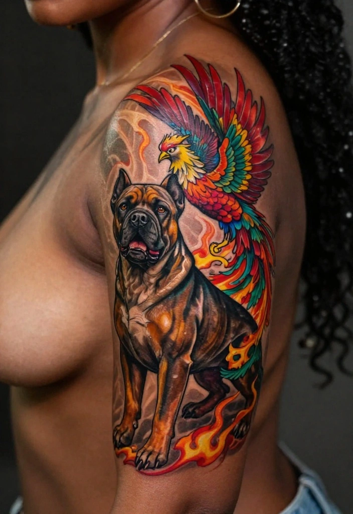17 Fu Dog Tattoo 2026 Trending Ideas With Protective Power - 16. Fu Dog with Phoenix 1
