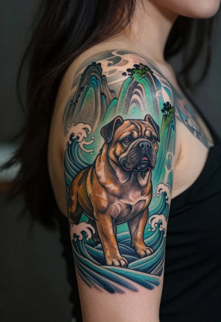 17 Fu Dog Tattoo 2026 Trending Ideas With Protective Power - 6. Fu Dog with Elements of Nature 1