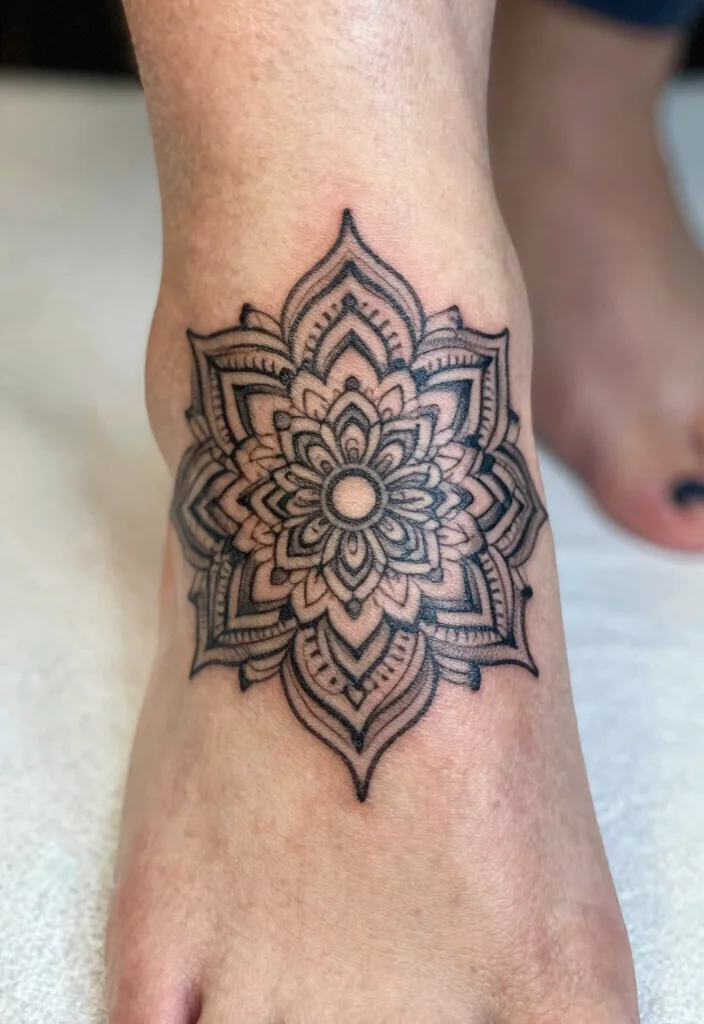17 Geometric Mandala Tattoo Design Pattern Ideas With Intricate Detail 46 17 Geometric Mandala Tattoo Design Pattern Ideas With Intricate Detail - 16. Mandala Foot Art 1