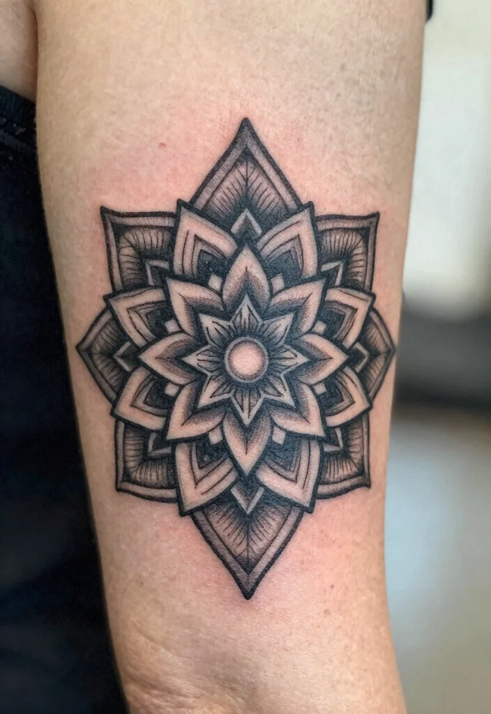 17 Geometric Mandala Tattoo Design Pattern Ideas With Intricate Detail 2 17 Geometric Mandala Tattoo Design Pattern Ideas With Intricate Detail - 2. Triangular Mandala Magic 1