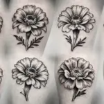 17 Marigold Flower Tattoo Black and White Ideas With Soft Contrast