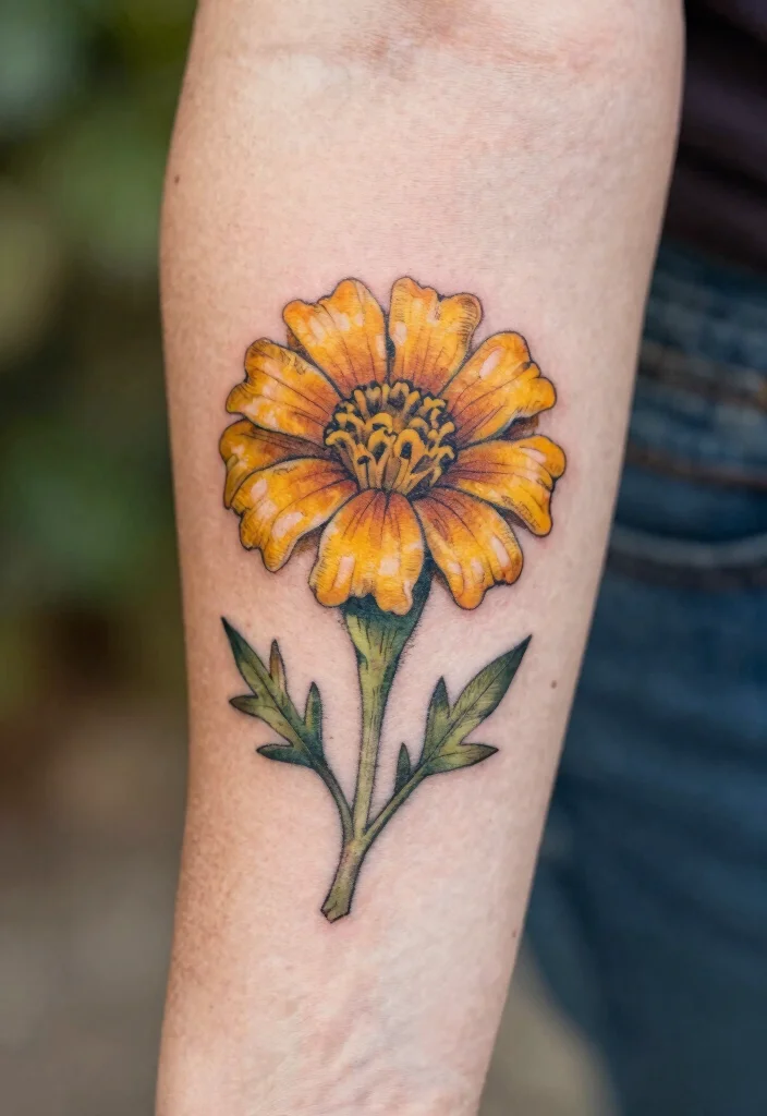 17 Marigold Flower Tattoo Black and White Ideas With Soft Contrast - 6. Whimsical Marigold Sketch 1