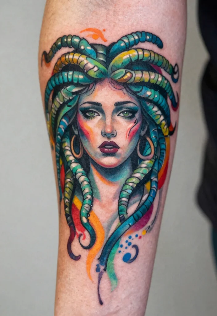 17 Medusa Tattoo Black Women Ideas With Fierce Beauty - 10. Abstract Medusa 1