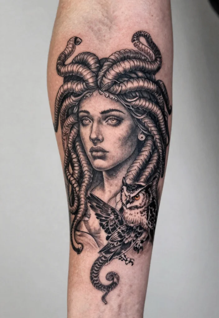 17 Medusa Tattoo Black Women Ideas With Fierce Beauty - 16. Medusa with Animals 1