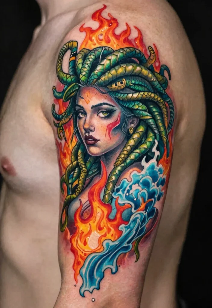 17 Medusa Tattoo Black Women Ideas With Fierce Beauty - 5. Medusa and the Elements 1