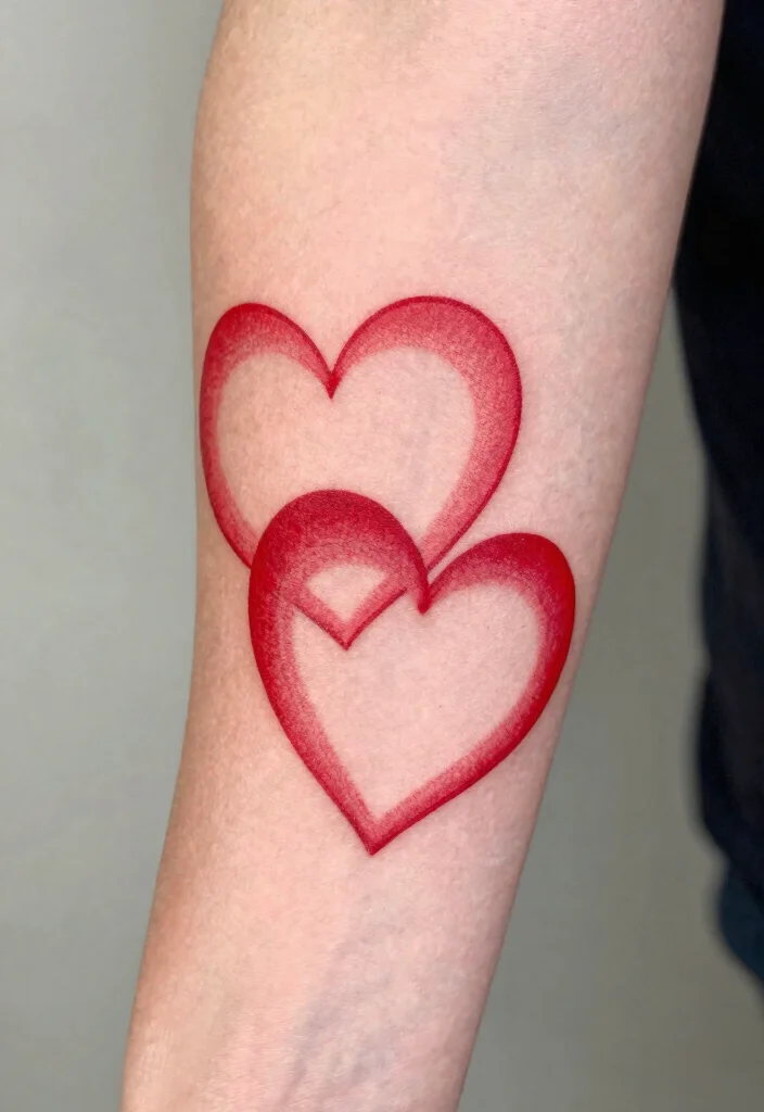 17 Red Heart Tattoo 2026 Trending Ideas With Bold Simple Charm - 2. Overlapping Hearts 1