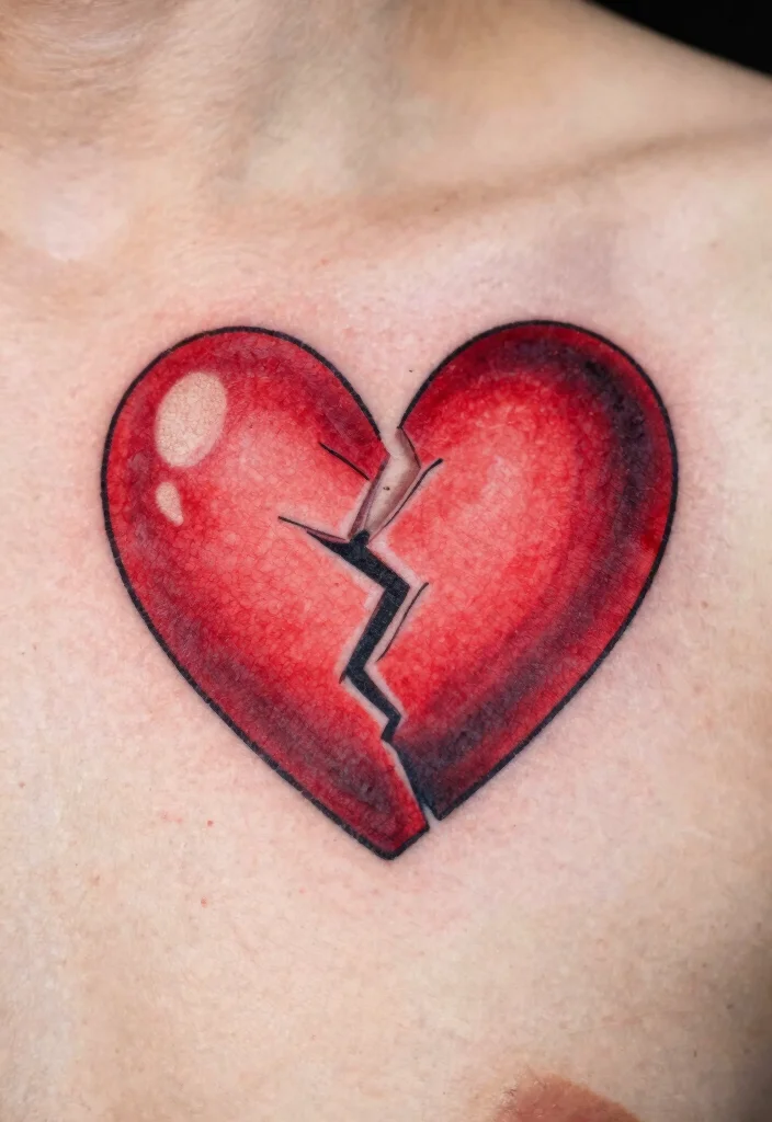 17 Red Heart Tattoo 2026 Trending Ideas With Bold Simple Charm - 4. Broken Heart Tattoo 1