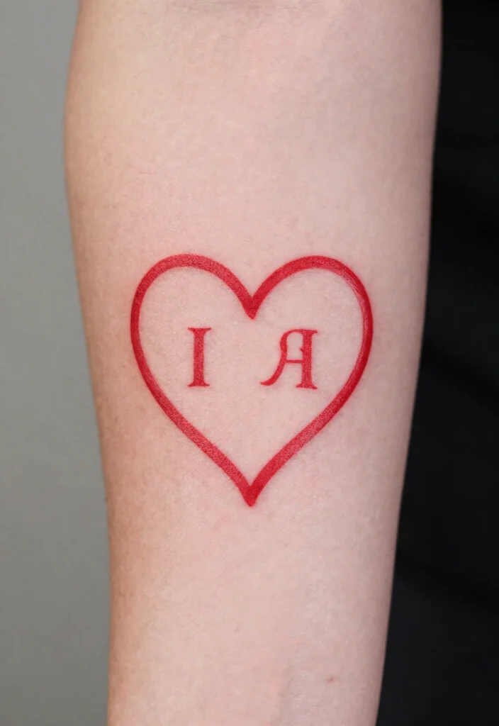 17 Red Heart Tattoo 2026 Trending Ideas With Bold Simple Charm - 7. Heart with Initials 1