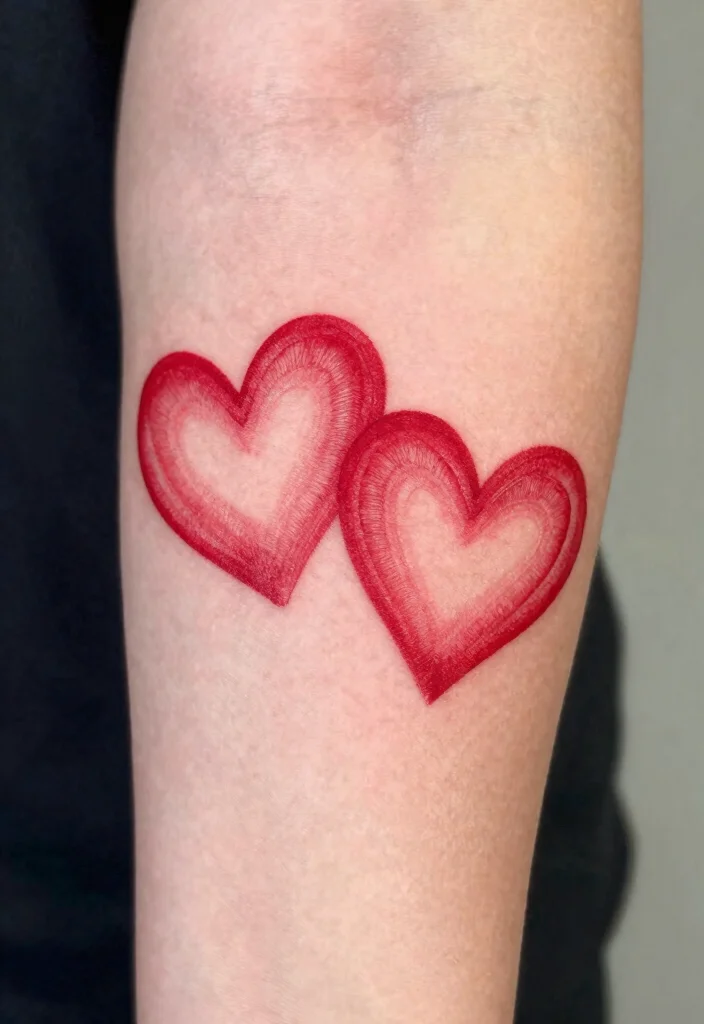 17 Red Heart Tattoo 2026 Trending Ideas With Bold Simple Charm - 8. Double Heart Design 1