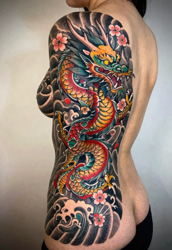 17 Spine Dragon Tattoo Ideas With Bold Flow - 6. Japanese Dragon 1