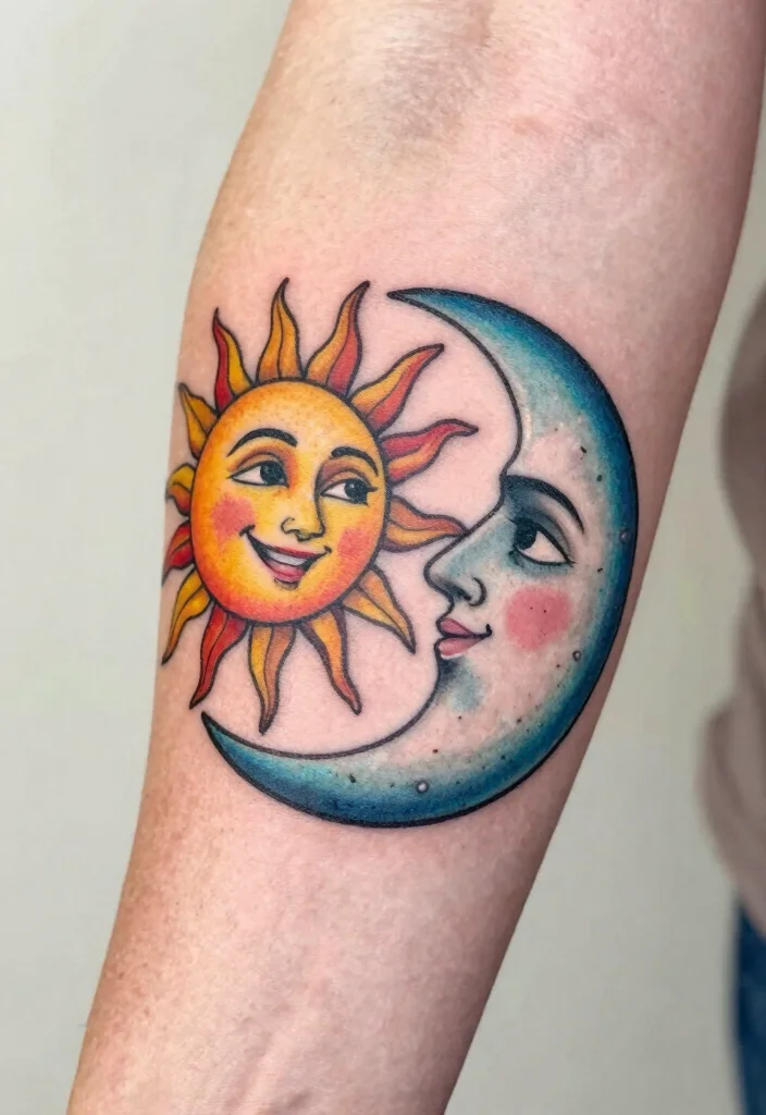 17 Sun and Moon Tattoo Matching Couple Ideas With Balanced Love - 16. Face-off Tattoos 1