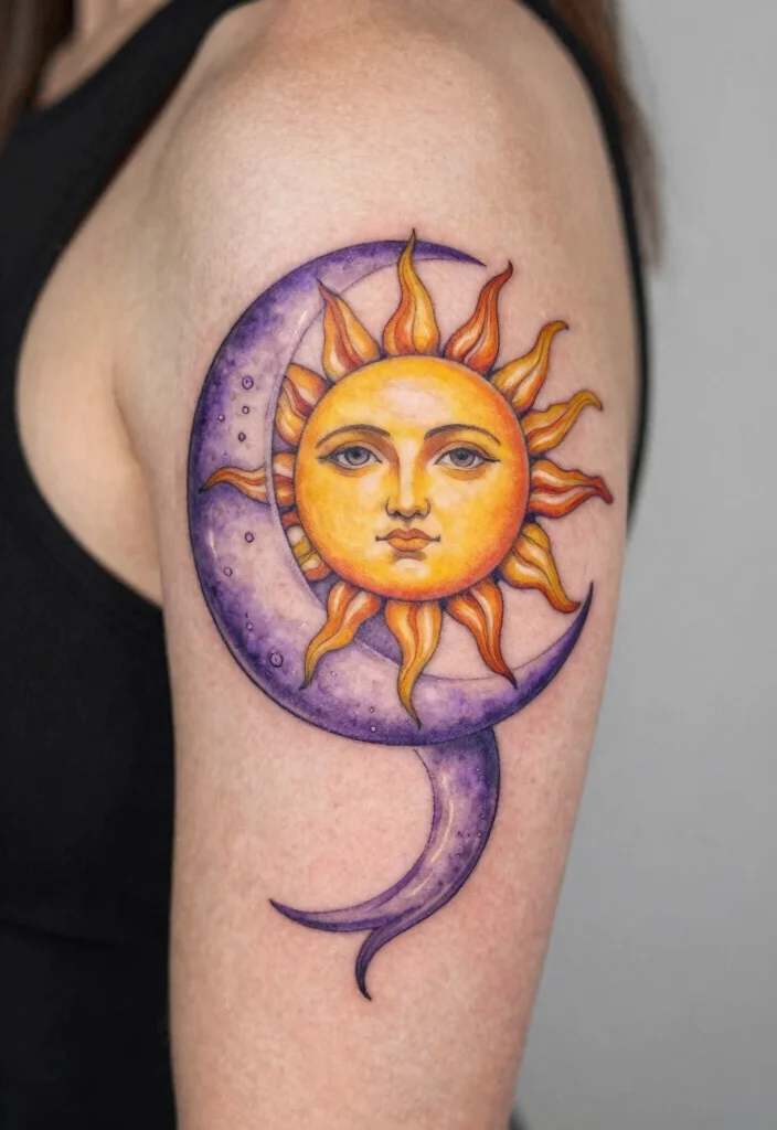 17 Sun and Moon Tattoo Matching Couple Ideas With Balanced Love - 7. Intertwined Designs 1