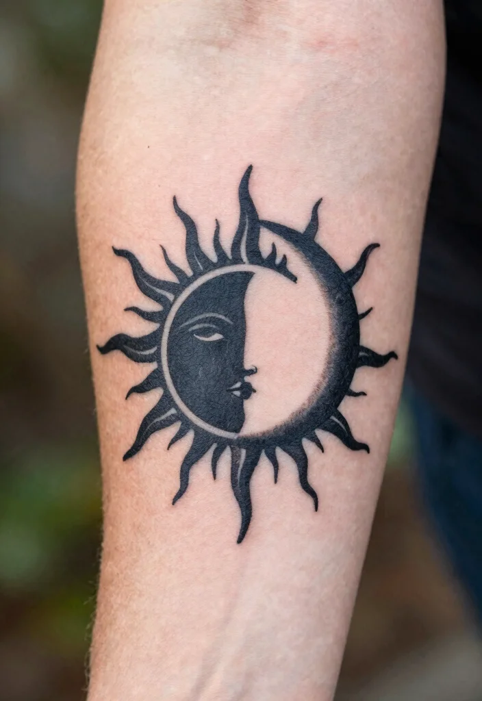 17 Sun and Moon Tattoo Matching Couple Ideas With Balanced Love - 9. Sun and Moon Silhouettes 1