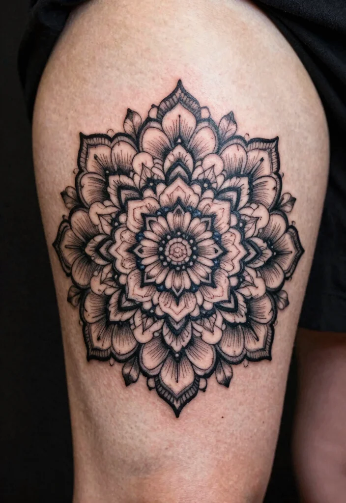 18 Black Work Flower Tattoo Ideas With Striking Contrast 55 18 Black Work Flower Tattoo Ideas With Striking Contrast - 15. Floral Mandala 1