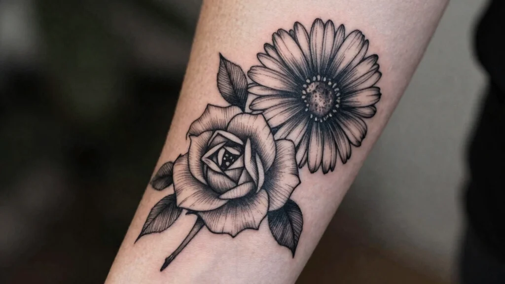 18 Black Work Flower Tattoo Ideas With Striking Contrast