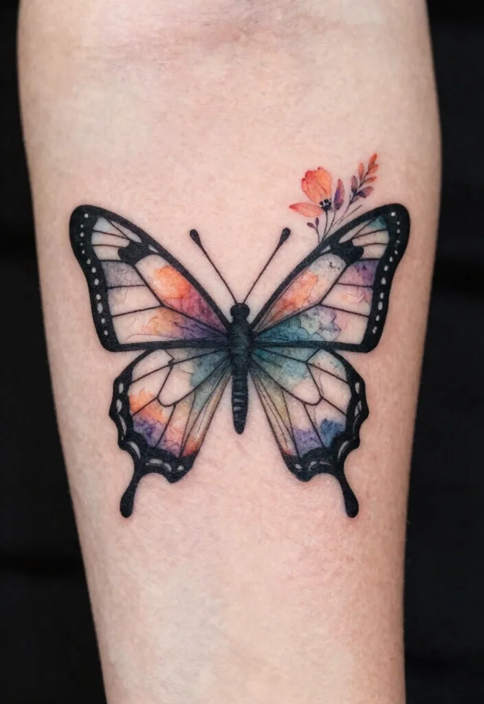 18 Butterfly and Flowers Tattoo Ideas With Soft Harmony 43 18 Butterfly and Flowers Tattoo Ideas With Soft Harmony - 13. Geometric Butterfly Design 1