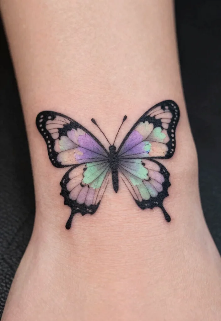 18 Butterfly and Flowers Tattoo Ideas With Soft Harmony 3 18 Butterfly and Flowers Tattoo Ideas With Soft Harmony - 3. Elegant Butterfly Silhouette 1