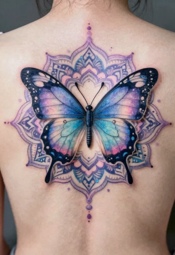 18 Butterfly and Flowers Tattoo Ideas With Soft Harmony 17 18 Butterfly and Flowers Tattoo Ideas With Soft Harmony - 7. Butterfly Mandala Art 1