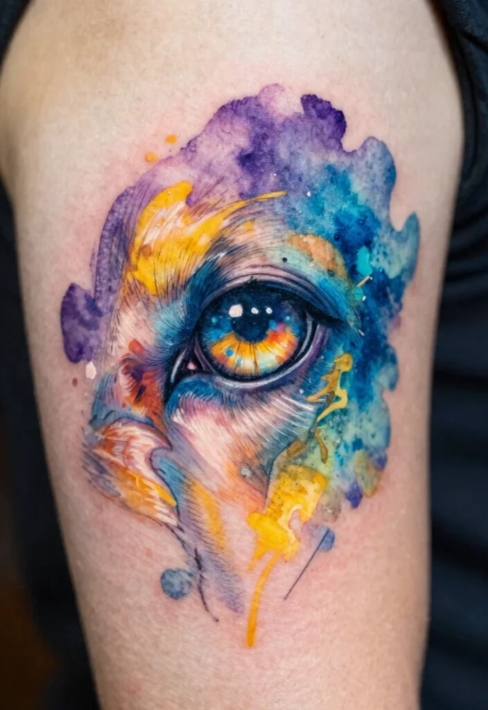 18 Dog Eyes Tattoo Ideas With Emotional Depth 12 18 Dog Eyes Tattoo Ideas With Emotional Depth - 2. Watercolor Wonder 1