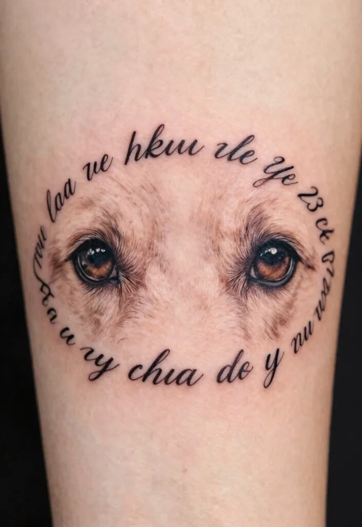 18 Dog Eyes Tattoo Ideas With Emotional Depth 28 18 Dog Eyes Tattoo Ideas With Emotional Depth - 8. Adding Memorial Dates 1