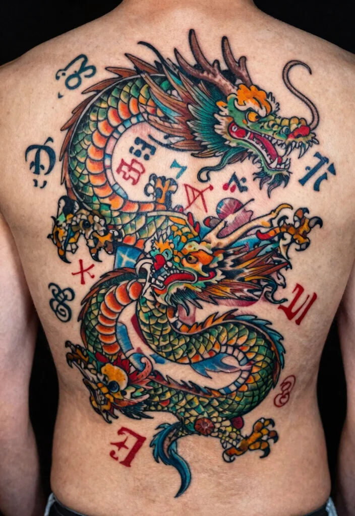 18 Double Dragon Tattoo Ideas With Powerful Symmetry 65 18 Double Dragon Tattoo Ideas With Powerful Symmetry - 15. Double Dragon and the Zodiac 1