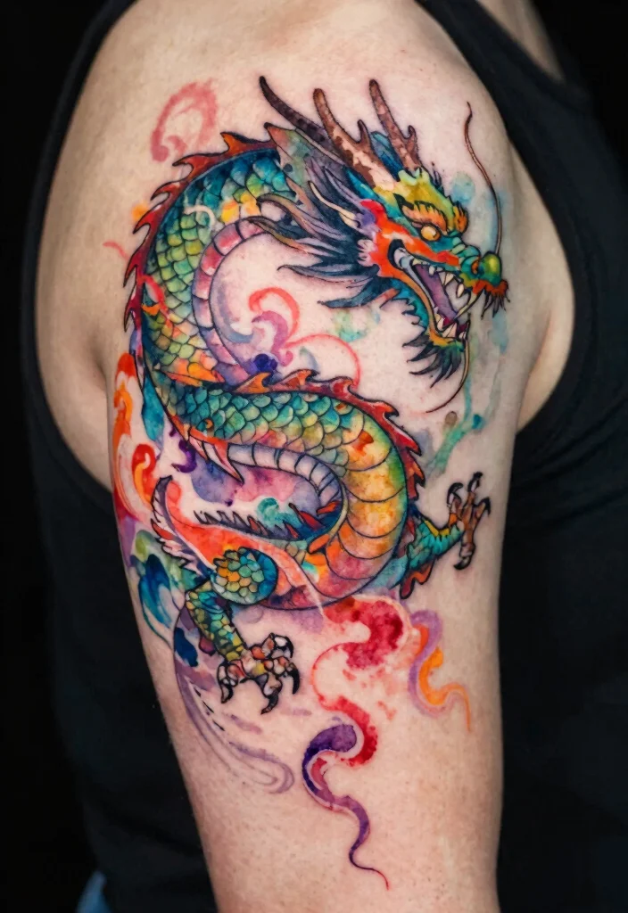 18 Double Dragon Tattoo Ideas With Powerful Symmetry 67 18 Double Dragon Tattoo Ideas With Powerful Symmetry - 17. Watercolor Double Dragons 1