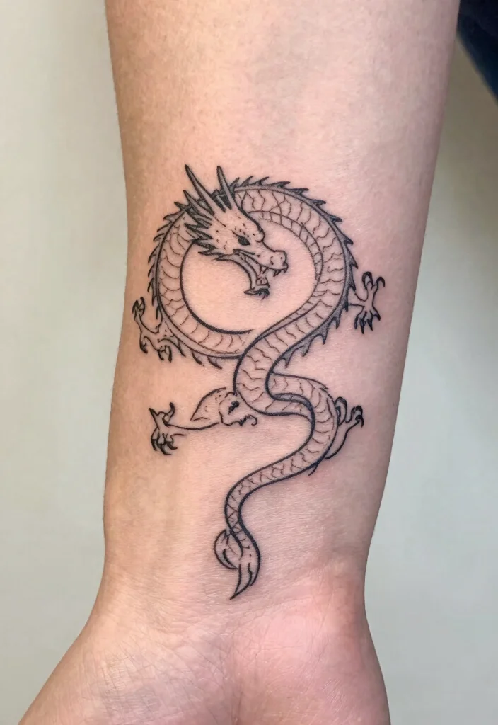18 Double Dragon Tattoo Ideas With Powerful Symmetry 24 18 Double Dragon Tattoo Ideas With Powerful Symmetry - 4. Minimalist Double Dragon Tattoos 1